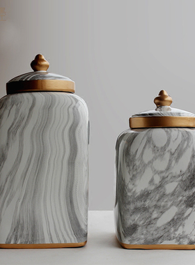 美式风陶瓷罐家居客厅艺术品装饰