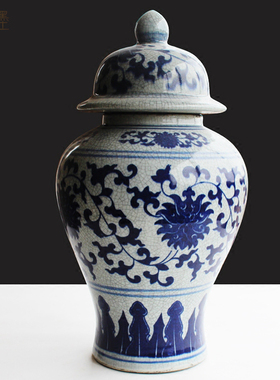 景德镇仿古风花瓶客厅摆件陶瓷器