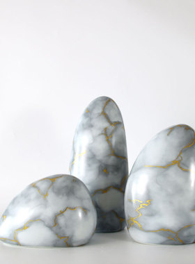 新中式风水墨展厅书柜软装饰品