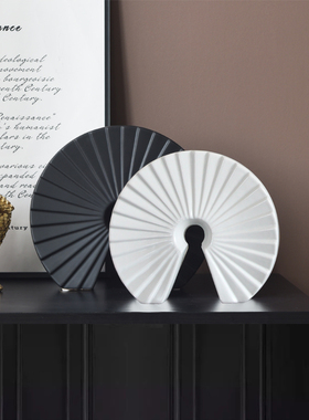 白色扇形新中式风软装博古架摆件