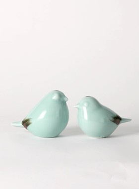 景德镇陶瓷手工中式陶瓷小鸟摆件禅意创意茶几客厅动物装饰品桌面