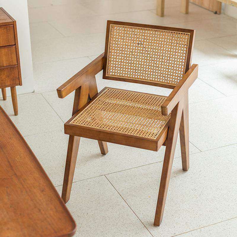ins复古藤编餐椅实木休闲吃饭椅子简约实木靠背餐椅北欧昌迪加尔,农机/农具/农膜,割灌机/割草机/油锯,淘宝优惠券,粉丝福利购,淘宝优惠卷