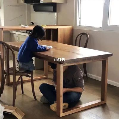 全实木莫比恩家用餐桌白蜡木实木饭桌简约客厅轻奢长条书桌子