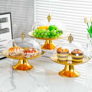 蛋糕托盘家用水果盘带盖塑料罩透明品尝盘甜品点心面包展示盘