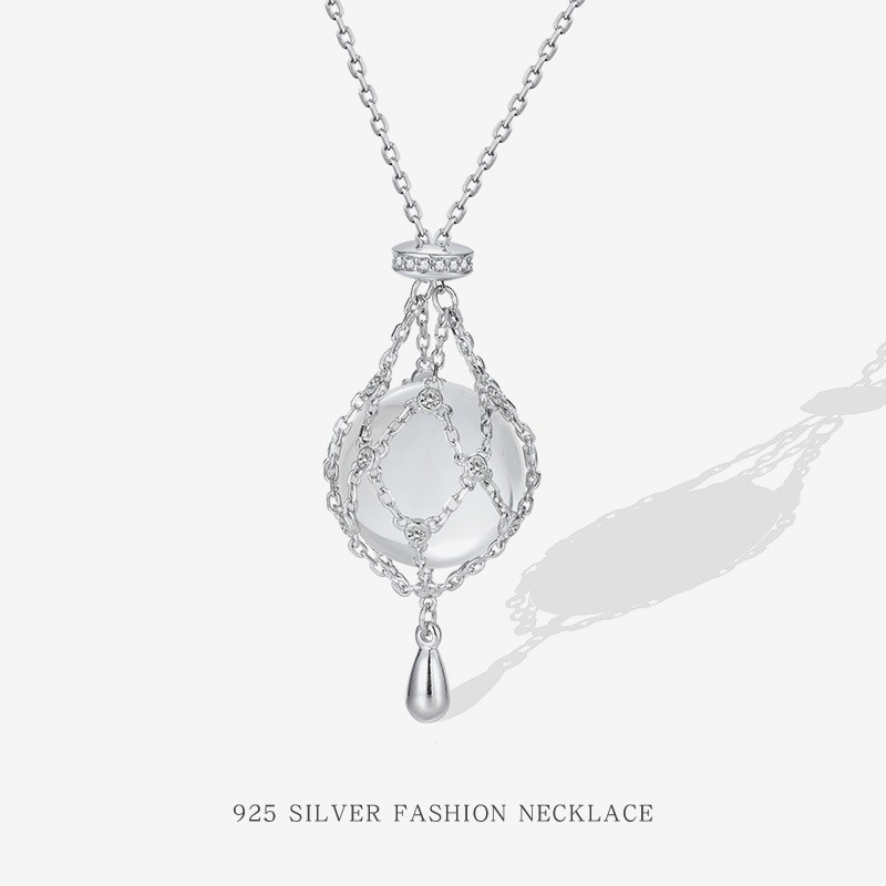 【爆款】S925纯银网兜白水晶项链女小高级感设计抽拉可调节毛衣链,饰品/流行首饰/时尚饰品新,银饰吊坠,淘宝优惠券,粉丝福利购,淘宝优惠卷
