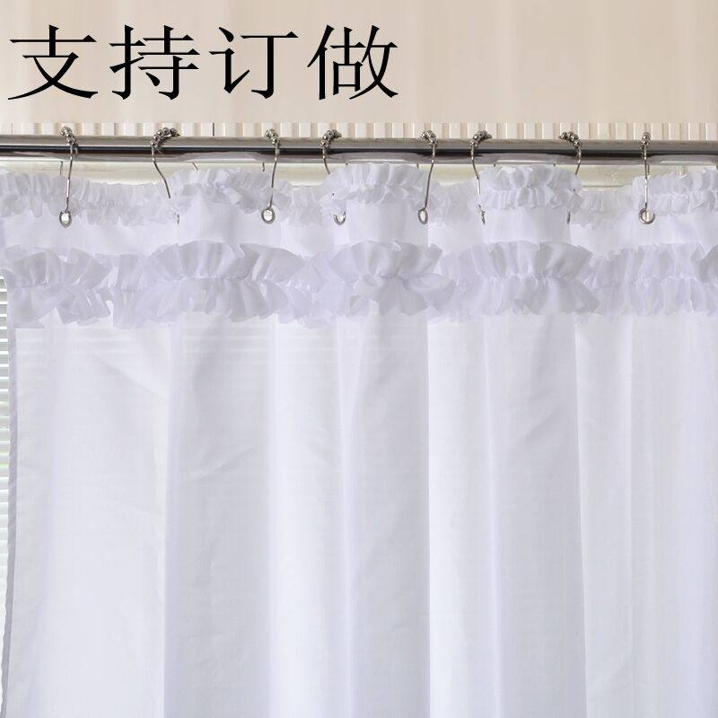 公主唯美浴帘小花边涤纶布浴帘防水防霉加厚裙边浴室帘免打孔套装