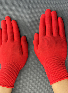 大白牛车手套12双劳保耐磨工作防滑纯棉红棉纱线尼龙可出触屏