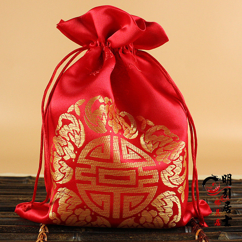 明引佛堂用品丝绸莲花佛袋佛珠手串钱包装礼品袋束口抽绳大号