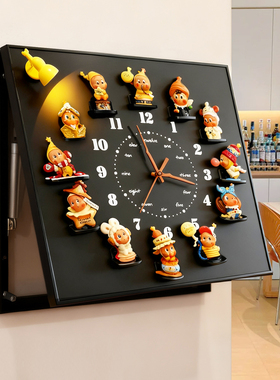 电表箱装饰遮丑画卡通手办收纳挂钟现代简约钟表家用电源开关盖板