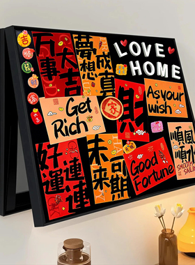 电表箱装饰画磁吸黑板新年愿望氛围感红色电源开关盒遮丑液压上开