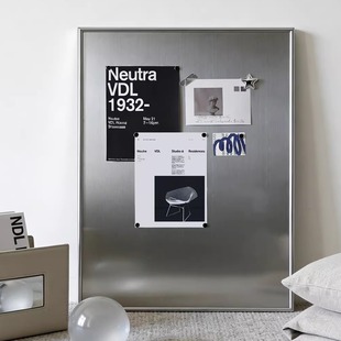 不锈钢挂画磁吸工业风创意冰箱贴收纳现代简约不锈钢色金属装饰画