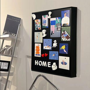 竖款电表箱装饰画磁吸黑板ins风遮丑餐厅现代简约蓝色玄关柜挂画
