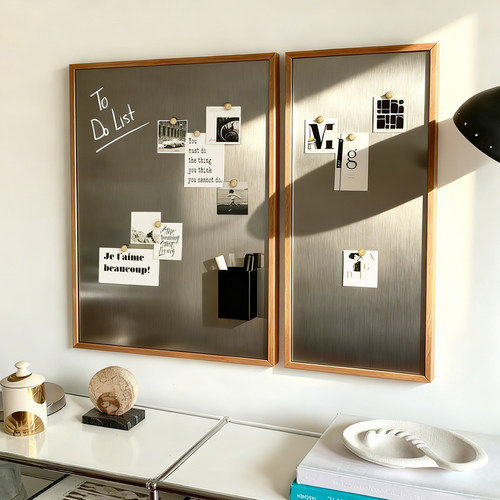 新款磁性不锈钢色客厅装饰画金属磁吸免打孔创意网红冰箱贴收纳画