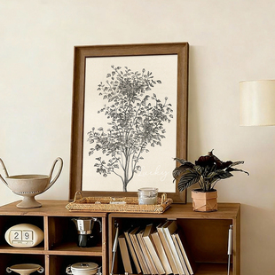 复古文艺植物花卉装饰画客厅卧室壁画木框画家居摆台现代简约挂画