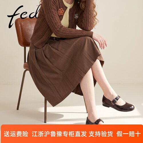 fed玛丽珍鞋女2026秋季新款复古风一字扣带平底鞋舒适通勤单鞋