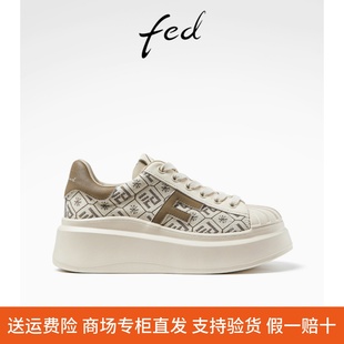 女鞋 时尚 R0603 秋季 ZC291 女款 新款 厚底松糕鞋 fed贝壳鞋 刺绣休闲鞋