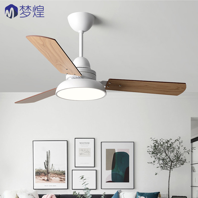 北欧吊扇灯餐厅客厅风扇灯大风现代简约卧室家用静音带电风扇吊灯