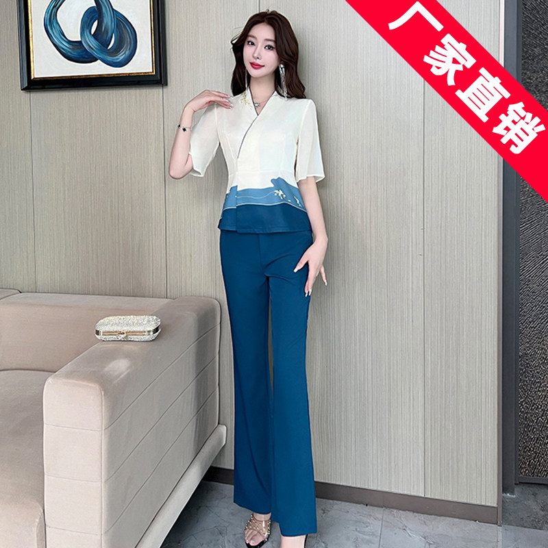 夜场女装柔式技师服新款修身养生馆spa按摩足浴技师工作服套装
