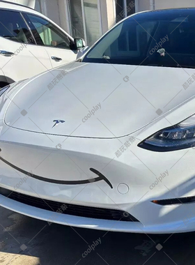 好心情微笑表情贴纸 特斯拉个性电动汽车卖萌装饰防水遮划痕搞怪