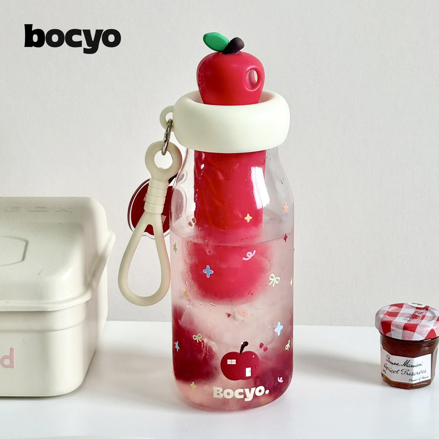 bocyo水杯女高颜值夏日泡茶玻璃杯2026新款可携式茶水分离吸管杯