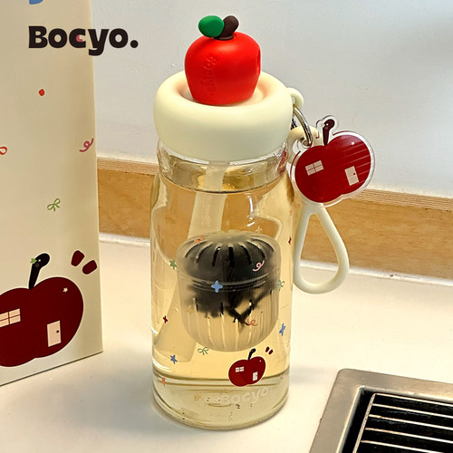 bocyo水杯玻璃杯女高颜值耐高温泡茶杯新款茶水分离夏日吸管杯子