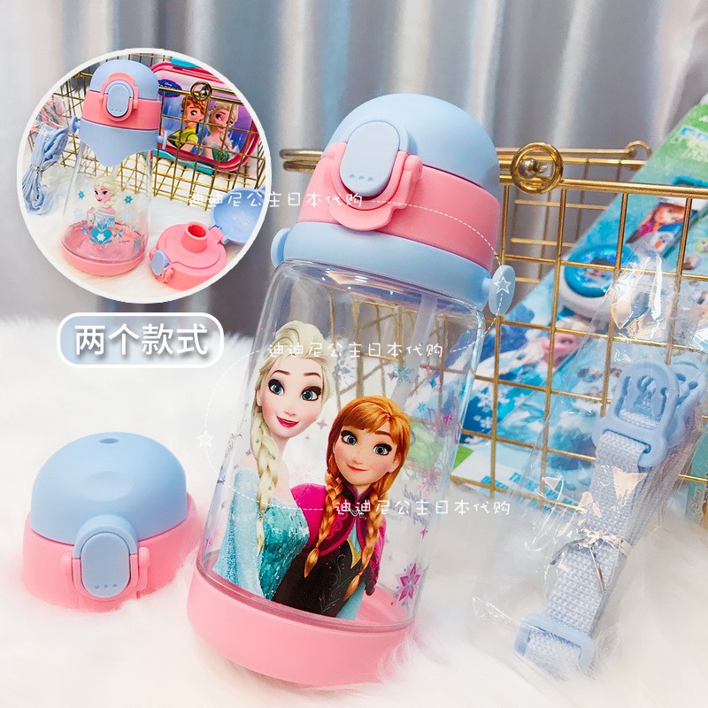 日本代购冰雪奇缘艾莎夏季吸管直饮水杯漫威卡通男女童双盖两用杯