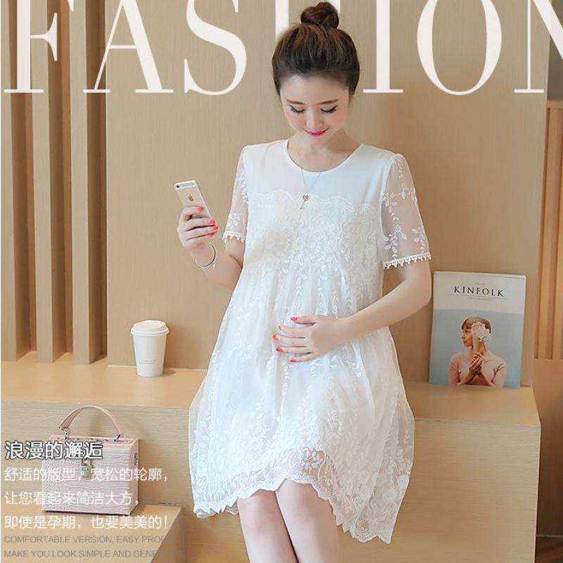 湖米孕妇春装裙子时尚款2020新款套装夏天蕾丝上衣夏装潮妈孕妇连