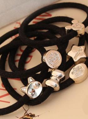 Korean-style hair accessory: vintage metal crown heart elast