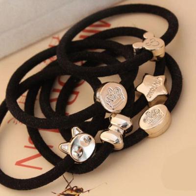 Korean-style hair accessory: vintage metal crown heart elast