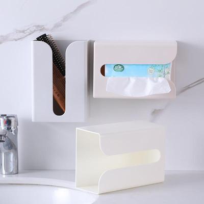 Adhesive Tissue Box Holder - Place Freely, Wall-Mounted or C