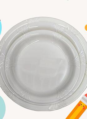 Round white melamine dinnerware, plastic imitation porcelain