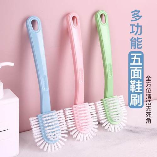Durable and versatile five-sided shoe cleaning brush for hom