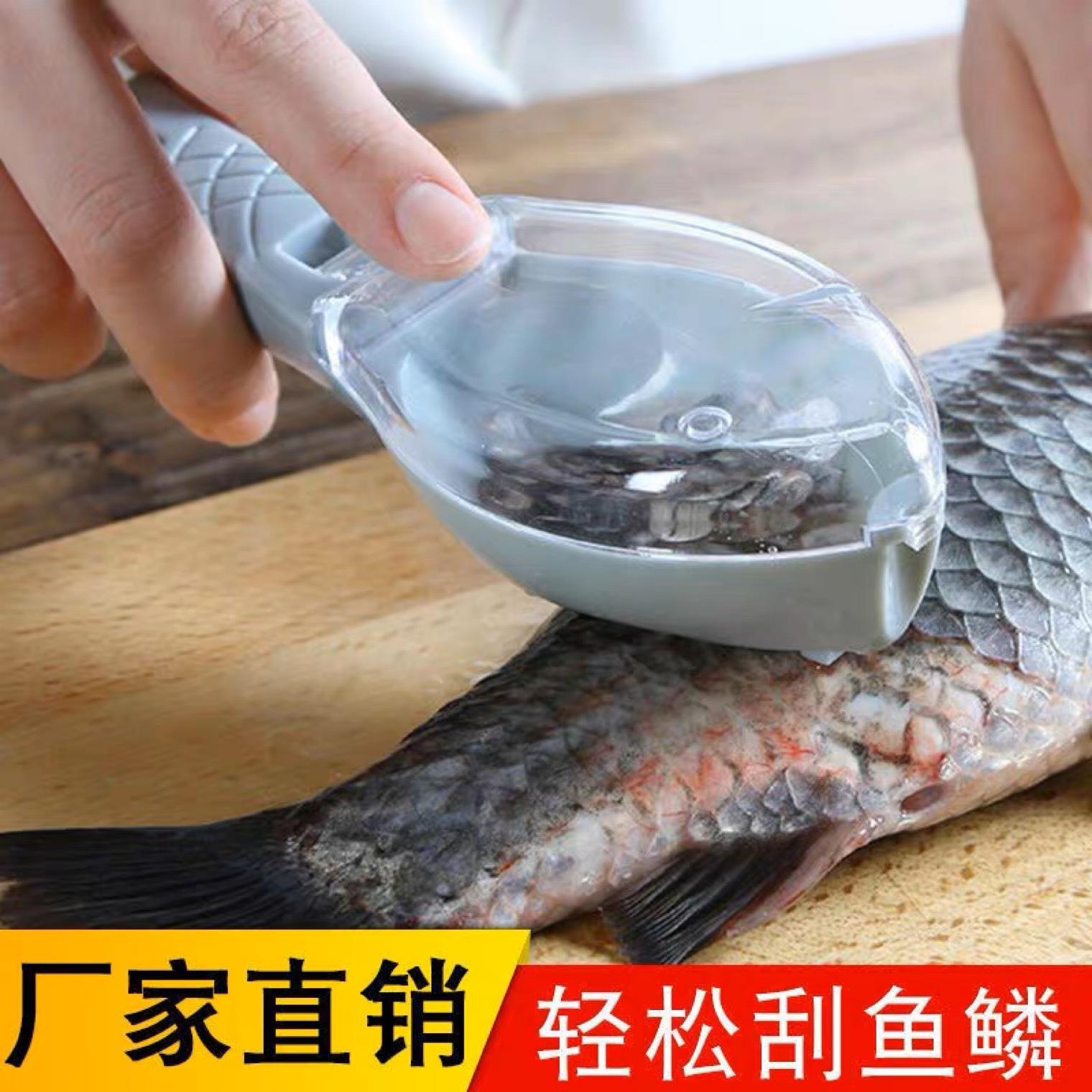 Household Fish Scale Scraper with Lid, Manual Fish Scaler, K
