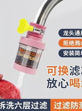 A universal faucet filter with a six-layer replaceable and w