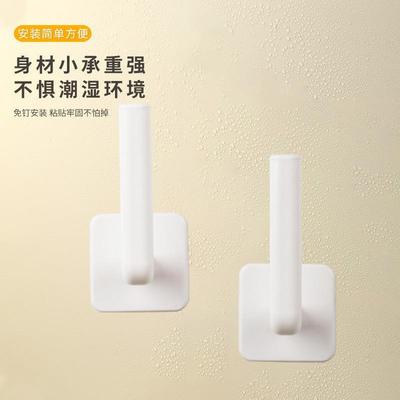 Wall-mounted roll paper holder with hooks, no-drill wall-mou