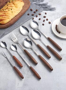 Western dining fork with ice tip spoon in stock, beech wood