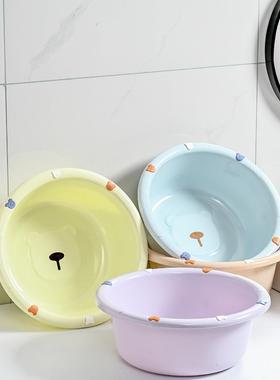 Cute bear print transparent plastic storage basin for studen