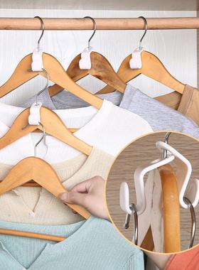 Clothes hanger connecting hooks can be stacked, allowing for