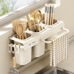 Wall-mounted drill-free kitchen storage rack for knives, cut