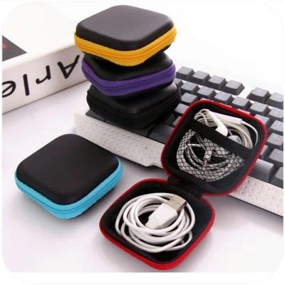 Cross-border square earphone case data cable storage bag wit
