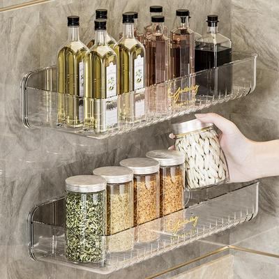 Wall-mounted spice storage rack for the kitchen, no drilling