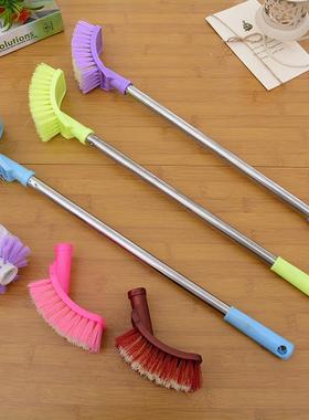 Steel-handled toilet brush with round or square head for cle
