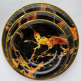 Plates for foreign trade, marble-patterned plastic plates, d