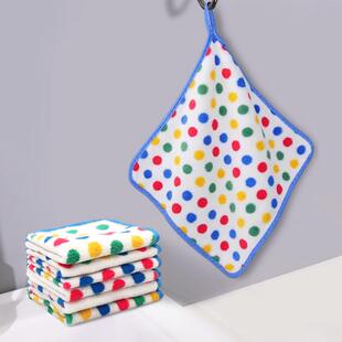 Dotted dishcloth and scrubbing cloth, with a hanging rope ha