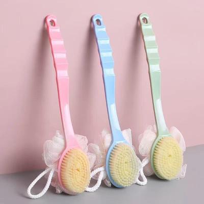 Double-sided back scrubbing bath brush with soft bristles, l