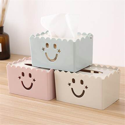 Smiling Face Living Room Tissue Box, Tabletop Tissue Dispens