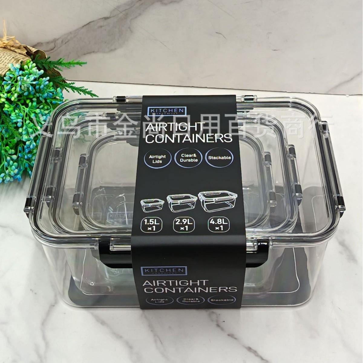 New PET Three-Piece Rectangular Freshness Box Set, Refrigera