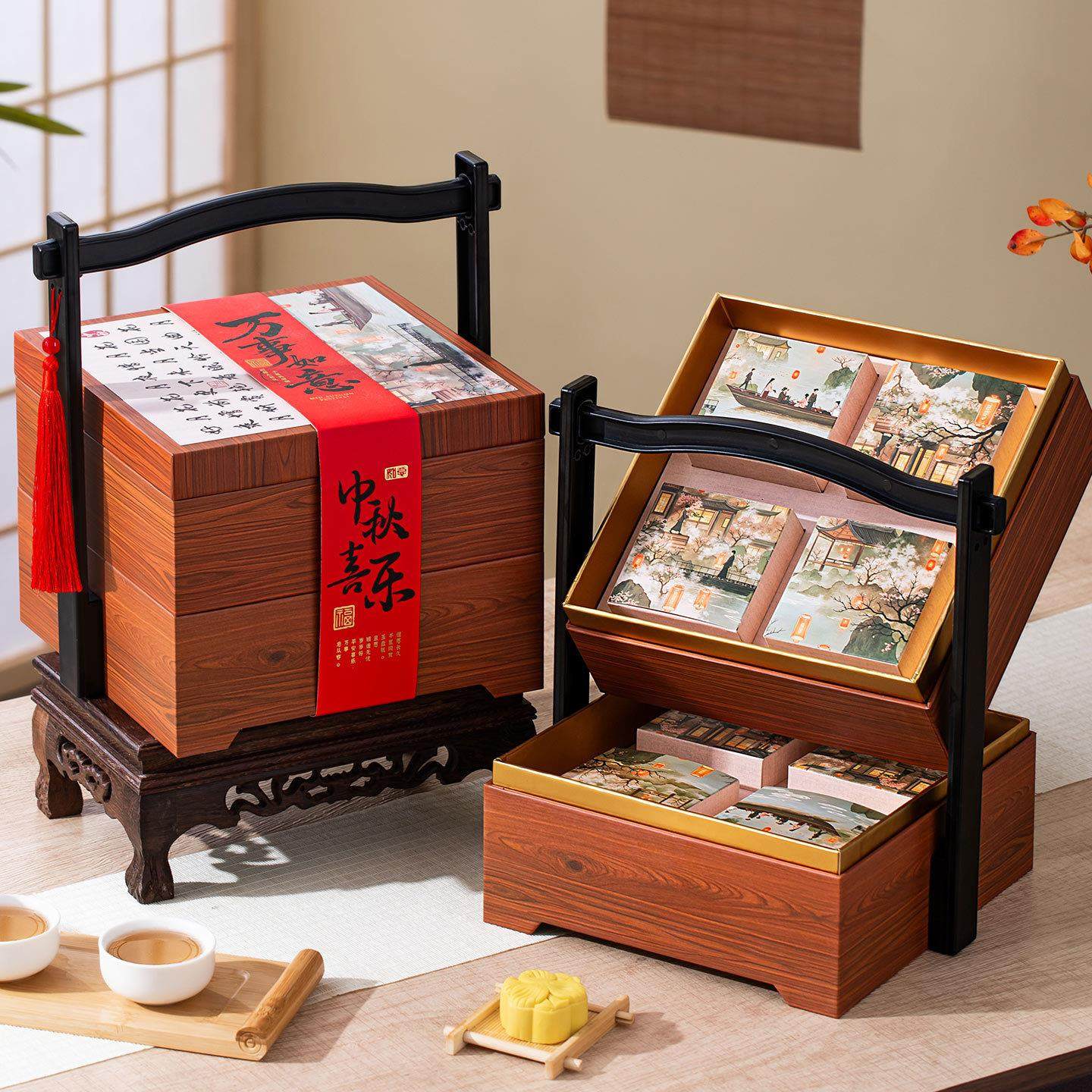 2025 New Mooncake Gift Box, Mid-Autumn Festival Packaging, E