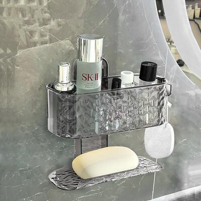 Suction cup storage rack for bathroom sink, disposable face