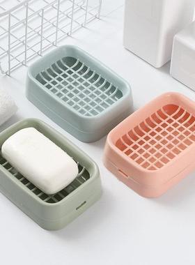 Cute and Creative No-Drill Soap Box with Drainage Grid, Doub